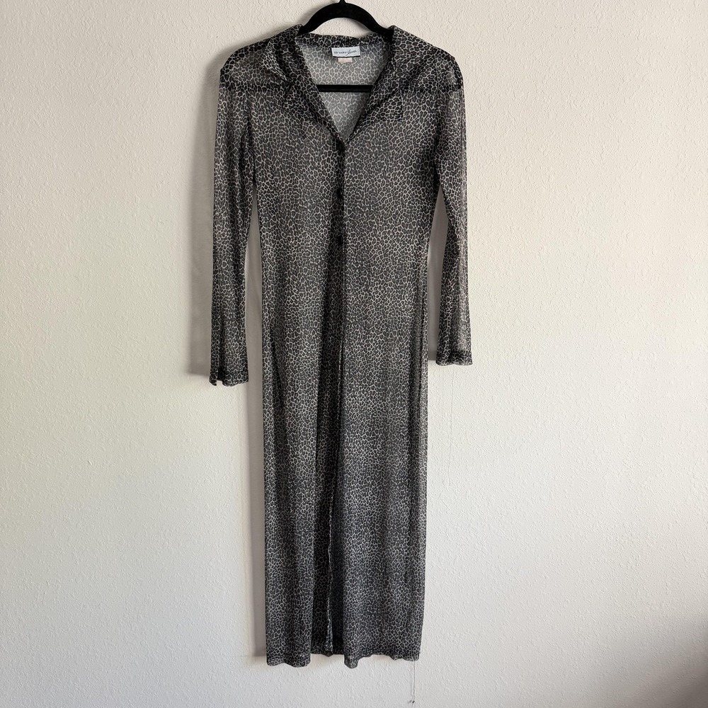 Breakin' Loose Dress Womens 11/12‎ Black Leopard Sheer Mesh Long Sleeve Maxi